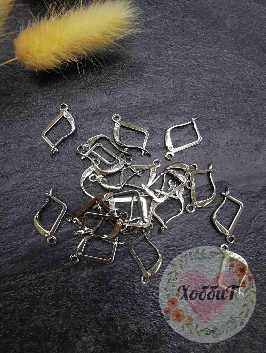 Швензы с застежкой нержавеющие, 1 пара (темное серебро)